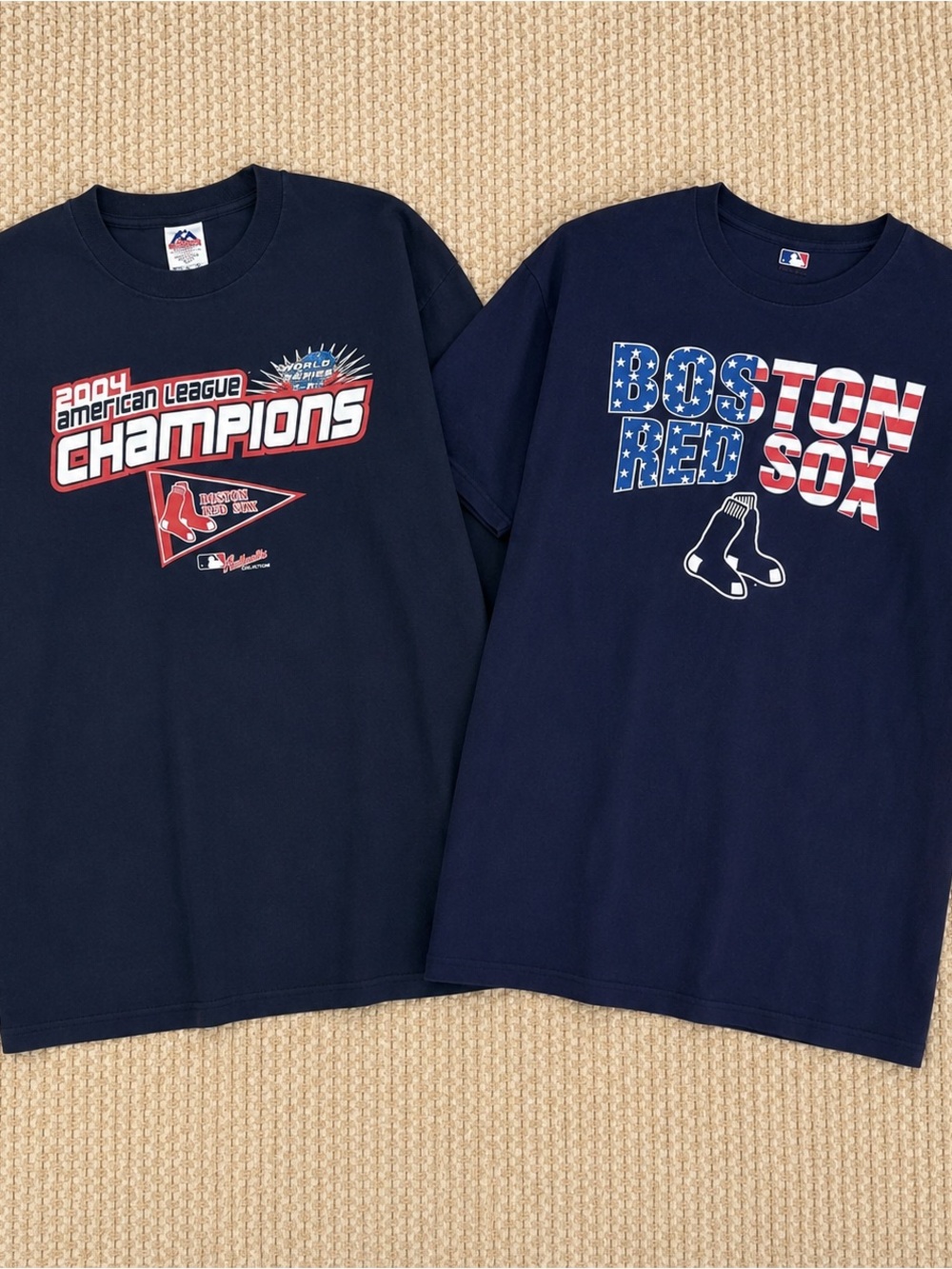 Boston Red Sox Graphic Tee Bundle Long Sleeve & Patriotic Tee XL